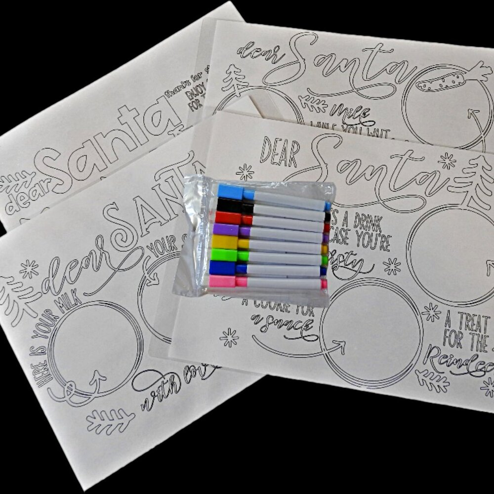 Set of Four Laminated Waterproof Santa Mats
